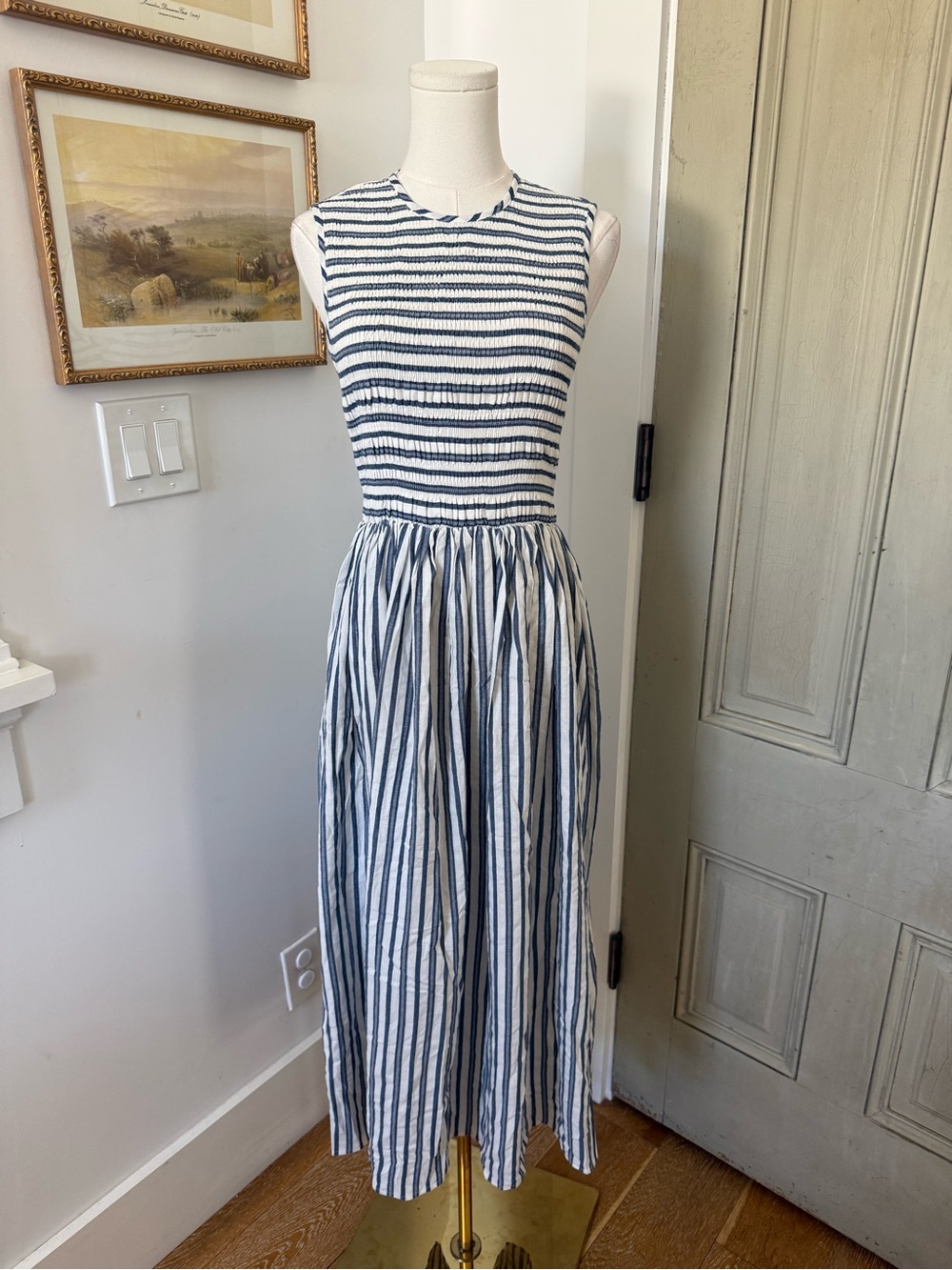 NWT Commense 100% Cotton Striped Midi Dress - Picture 5 of 10